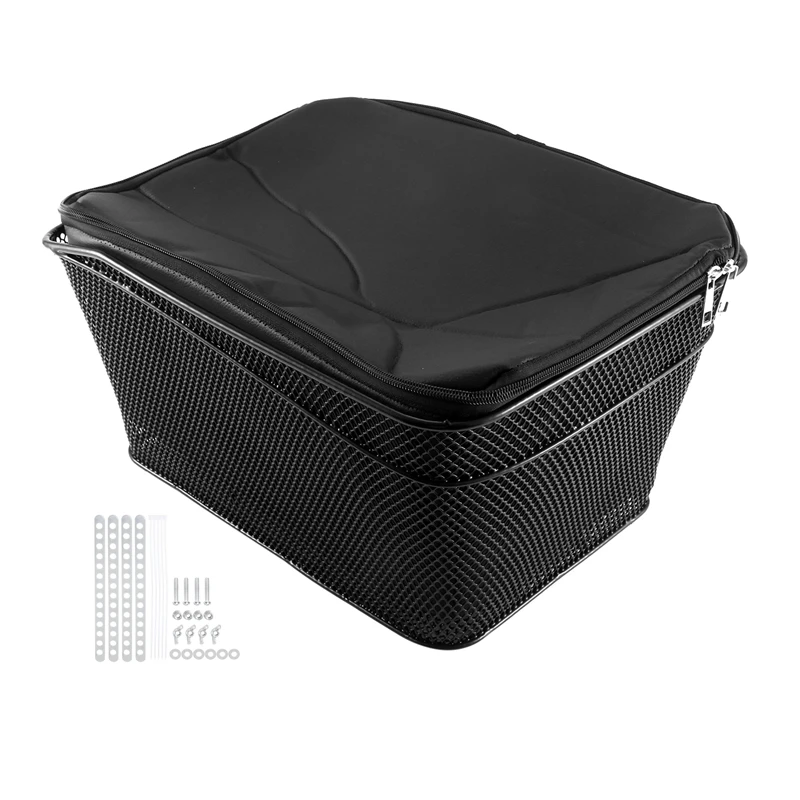 

Rear Bike Basket Large Capacity Rear Bicycle Cargo Rack Mount Metal Wire Bike Storage Basket With Waterproof Cover