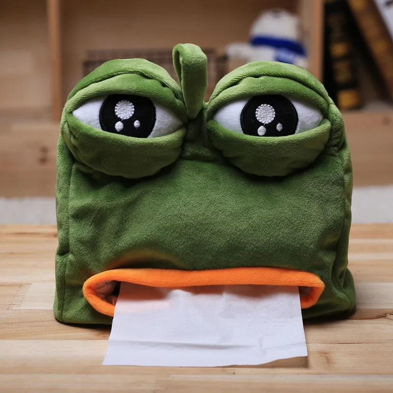 

Cartoon Sad Pepe Frog Anime Plush Tissue Box Creative Doll Plush Toy Funny Toys Sad Frog Doll