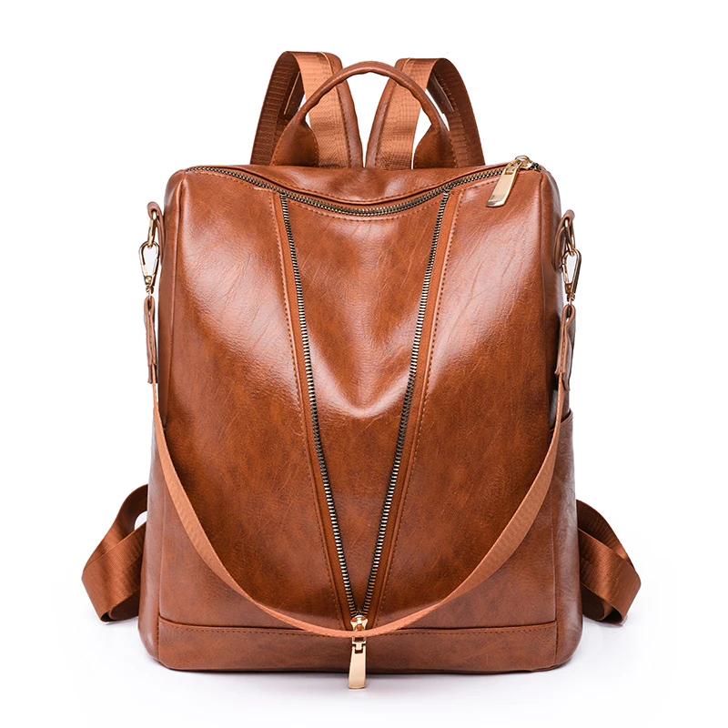

Leather School Bag Women's Backpack for Girls Anti-Theft Women Backpacks Large Capacity Leather Female Backpack Woman