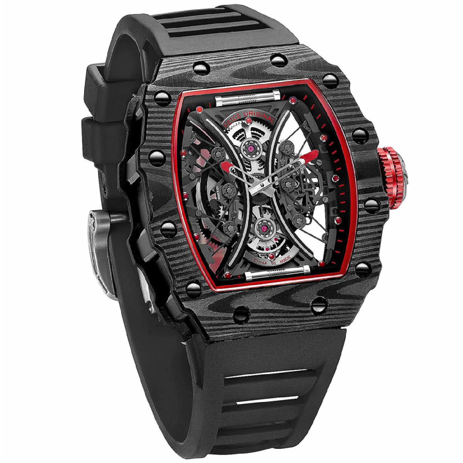 

FEICE Sapphire Glass Top Luxury Skeleton Watch Mechanical Watches for Men Automatic Hollow Waterproof Fashion Wrist Watch