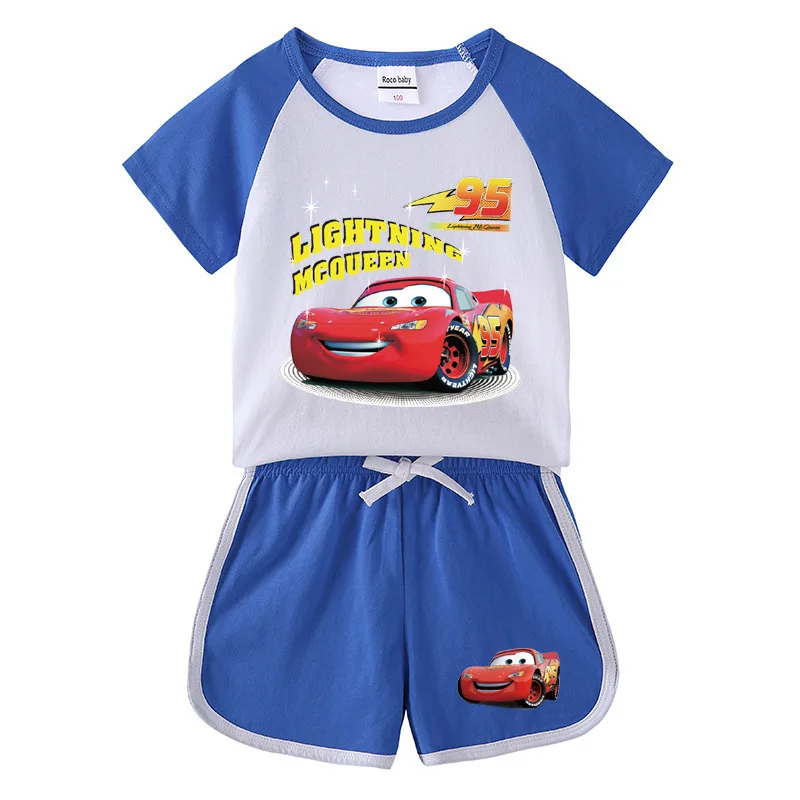 

Cartoon Car Children Set Short Sleeve Shorts Summer Red Car New Children Wear Short Sleeve T-shirt Shorts Casual Two Piece Set