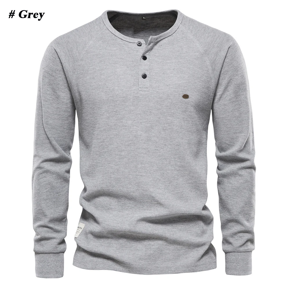 

Мужская Повседневная рубашка с вафельным принтом, Классическая однотонная Легкая рубашка с длинным рукавом и 3 пуговицами, осень 2022