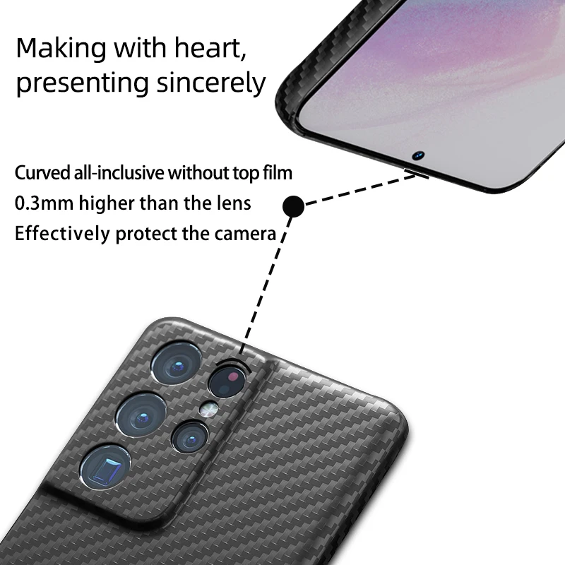 Yierfa Carbon Fiber Protective Case for Samsung Galaxy S21 Ultra Case Ultra-thin Back Cover for Galaxy S22 S21 Plus FE S 21 Case