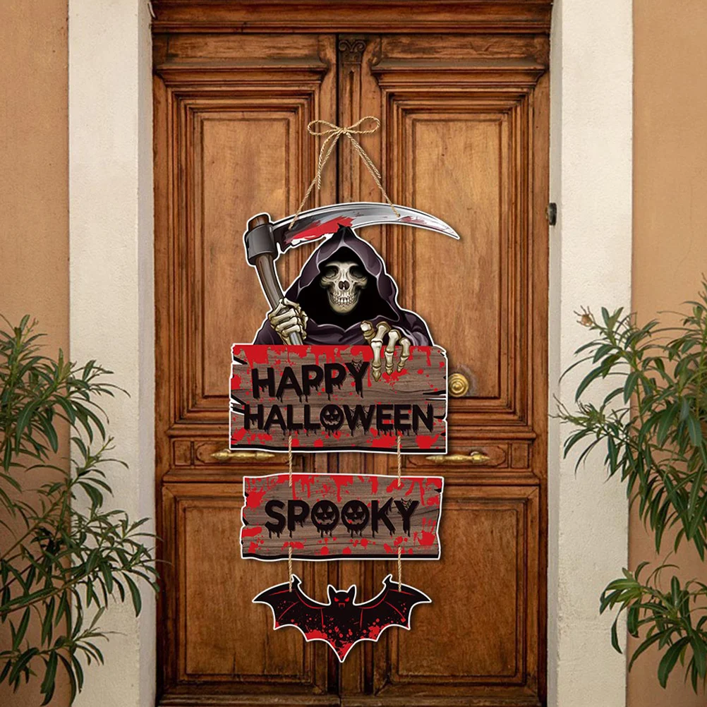 

5 Pcs Halloween Themed Hanging Sign Front Door Decor House Decorations for Home Paper Decorate