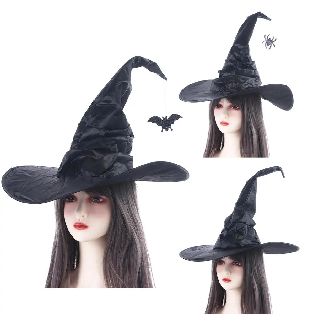 

Children Oxford Bat Night club Performance Props Parties Black Folds Wizard Cap Halloween Hats Witch Hats Sorcerer Caps