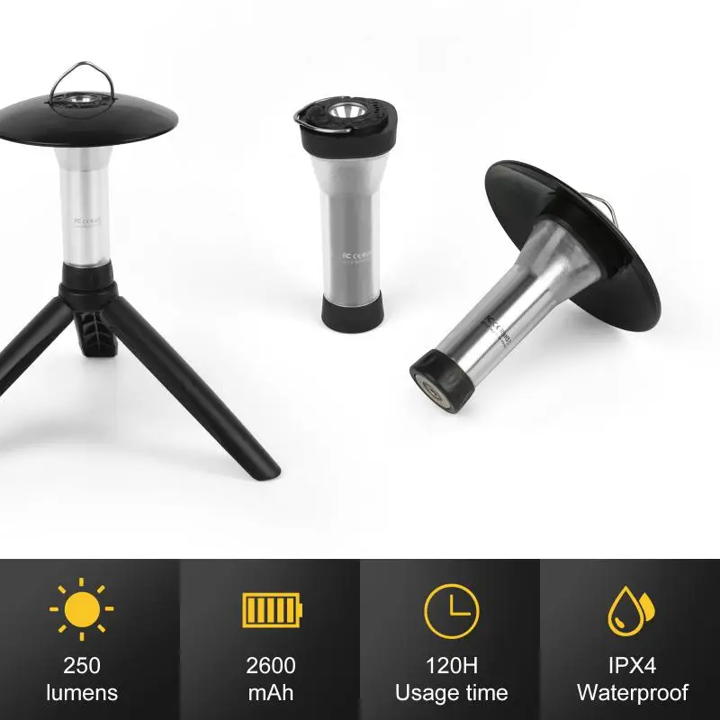 

2600mah Outdoor Flashlight Tent Lantern Magnetic Base Long Battery Life Abs Atmosphere Lantern Home Torch Pc 3 Lighting Modes