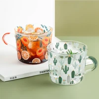 creative cartoon flower coffee mug home office glass water cup handgrip milk breakfast drinkware cup