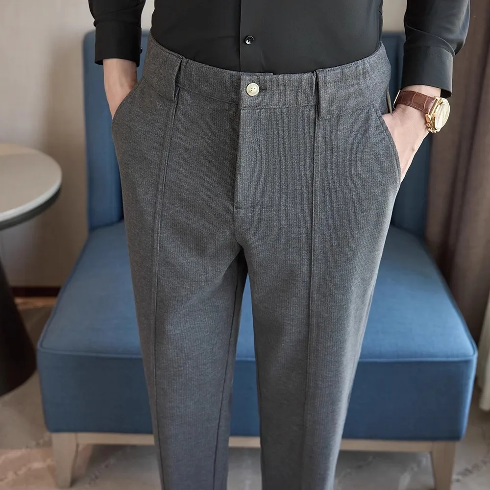 Черные модные мужские облегающие брюки зимние твидовые абрикосово-серые хаки