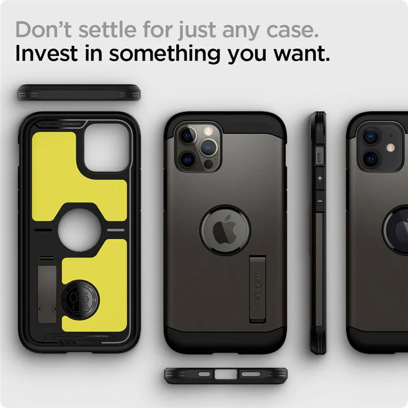 Spigen Tough  Armor Bracket  Double Shell For Apple iPhone12 13 Pro Max Hidden Bracket For iPhone 14 Pro Max Multi Color Option