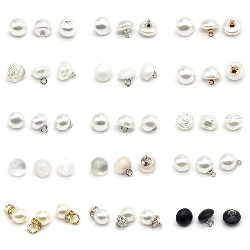 HENGC 10mm Round Rose White Faux Pearl Shirt Buttons For Clothing Wedding Dress Skirts Handmade Sewing Accessories Wholesale - купить по