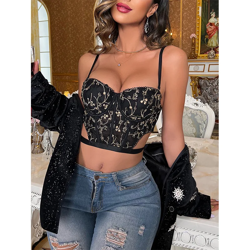 

2022 Women's New Style Steel Ring Lace Bra Close Up Breasts Big Breasts Show Small Thin Beautiful Back Bra Embroidered Underwear