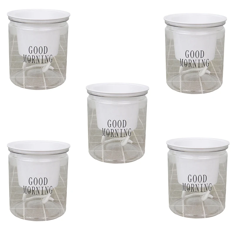 

Promotion! 5X Self-Watering Flowerpot Automatic Water Absorption Succulent Aquaculture Transparent Round Plastic Hydroponic