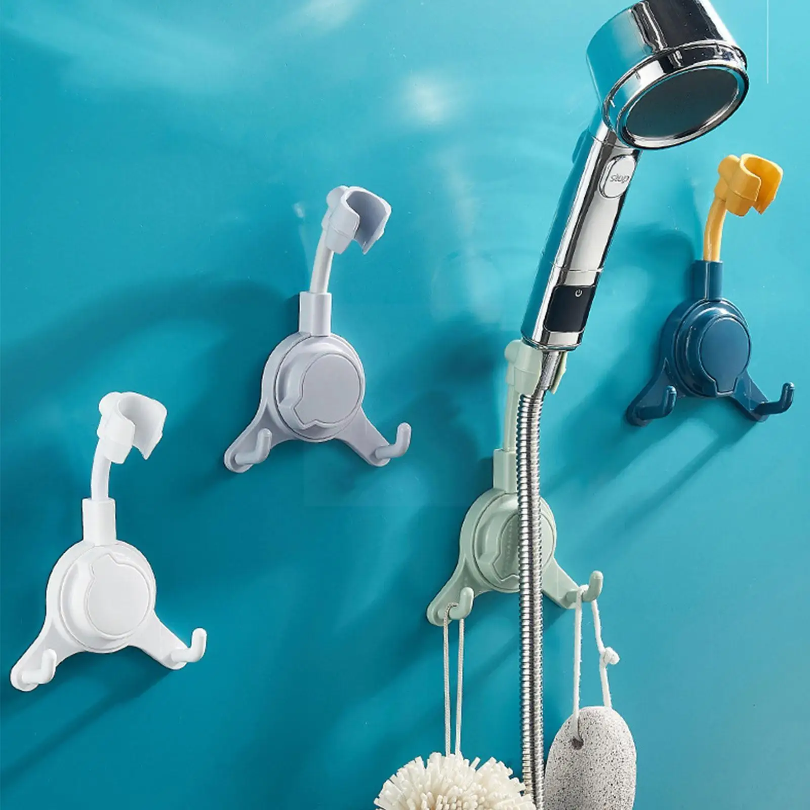 

360° Rotation Suction Cup Shower Holder Adjustable With Punch-free Hooks Base Shower Bracket Shower Stand Nozzle Bathroom R P0e4