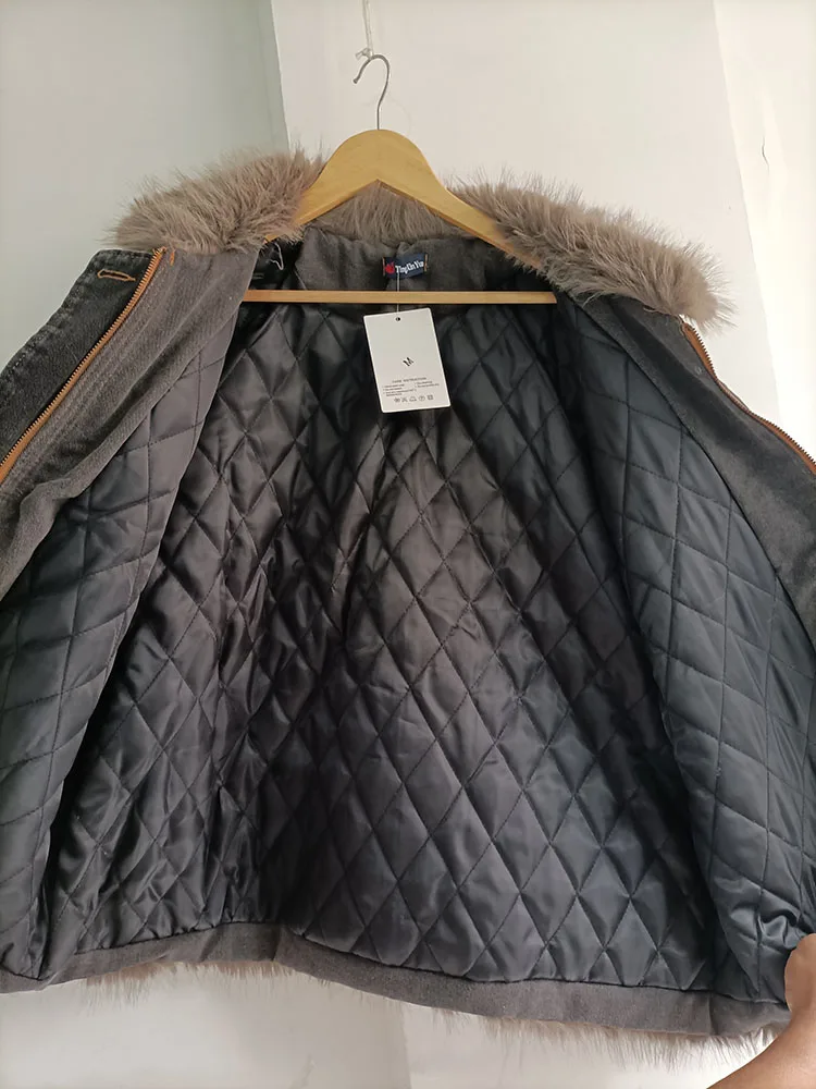 Winter -30 ℃ Fur Denim Jacket Single Breasted Streetwear Loose Parka Women Oversize Harajuku Coat Cowboy Oversize Loose Coat