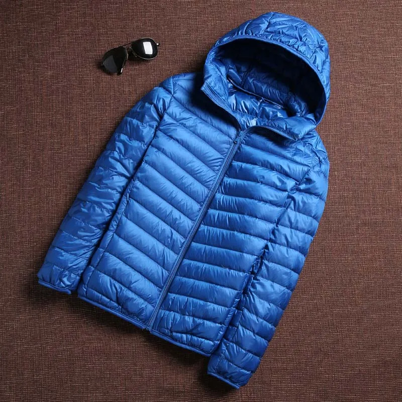 Autumn Winter Fashion Brand Ultra Light Duck Down Jacket Mens Korean Streetwear Feather Coat Hooded Down Jacket Warm Men Clothes