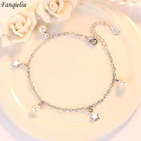 fanqieliu s925 stamp silver color elegant pearl star charming bracelet for woman trendy jewelry girl gift new fql20342