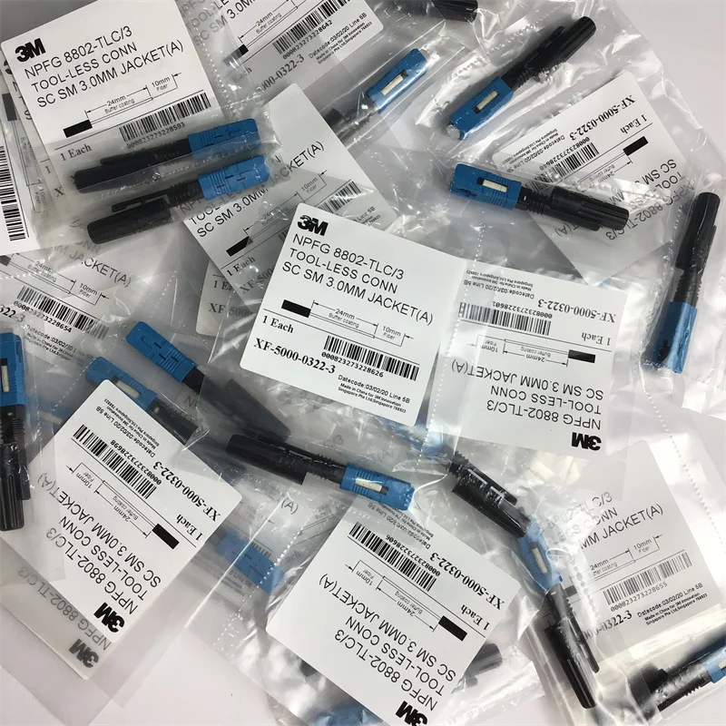 Good 100PCS 3M SC UPC NPFG 8802-TLC/3 Fiber Optic Fast Connector Singlemode Quick Connectors Tool-less Conn SC SM 3.00mm Jacket