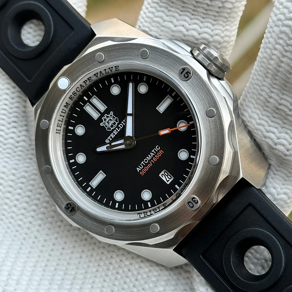 Фото Официальные мужские дайверские часы STEELDIVE SD1960 с суперлюминесцентным покрытием, корпусом 45 мм, стальным безелем, сапфировым стеклом, водонепроницаемостью 500 м и автоматическим механизмом NH35. №1