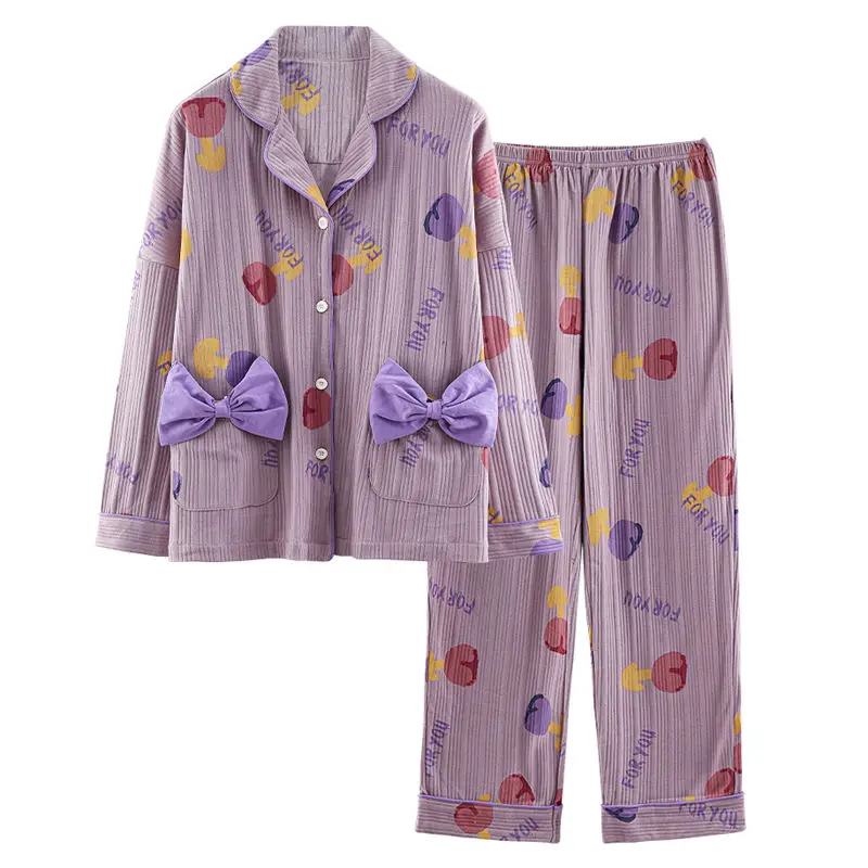 

Cute Pure Cotton Pajamas Kawaii Pajama Sets Spring Autumn Print Clothing Womens Pajamas Long Sleeve Oversized Homewwear Pj Sets