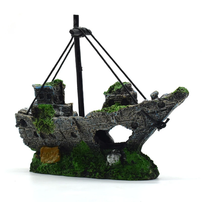 

2021 аквариумное украшение развалины корабль, парусная лодка, разрушитель, пещера для аквариума, украшение для дома, ландшафтный аксессуар дл...