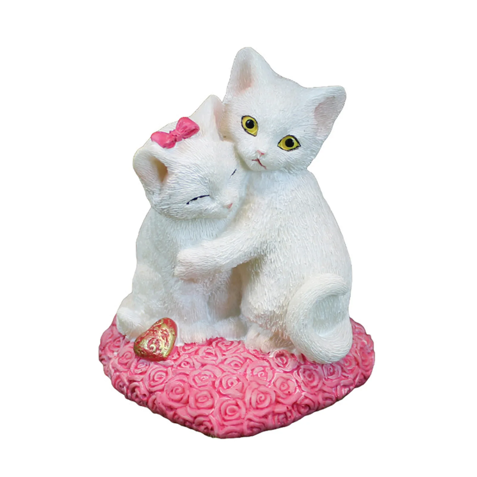

Cat Figurine Cat Couple Statue Resin Animal Vivid Sculpture Ornament Funny Collectible Home Living Room Decorations Crafts Cat