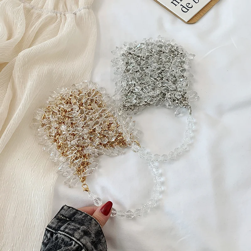

2022 New Dropped Small Bags Ladies Wallet Fashionable Texture Transparent One Shoulder Bag Hand Evening Bags