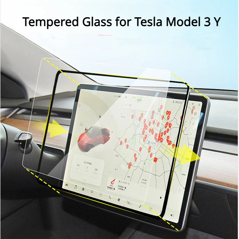 

For Tesla Model 3 Y Tempered Glass Center Screen Navigation Protector Film Touchscreen Applicator Waterproof Modely Accessories