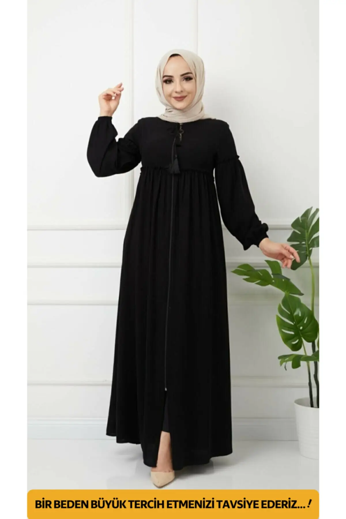 

Хиджаб из креп-ткани с детализированным ворсом, черный воздушный шар, рукав и одежда