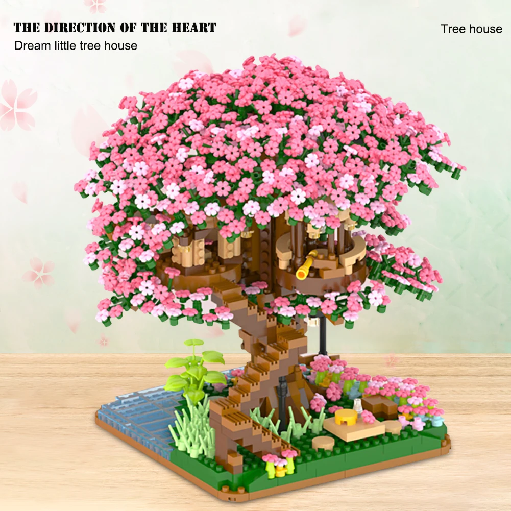 SEMBO Mini Sakura Tree House строительные блоки японская улица вид Сакура Дерево кирпичи