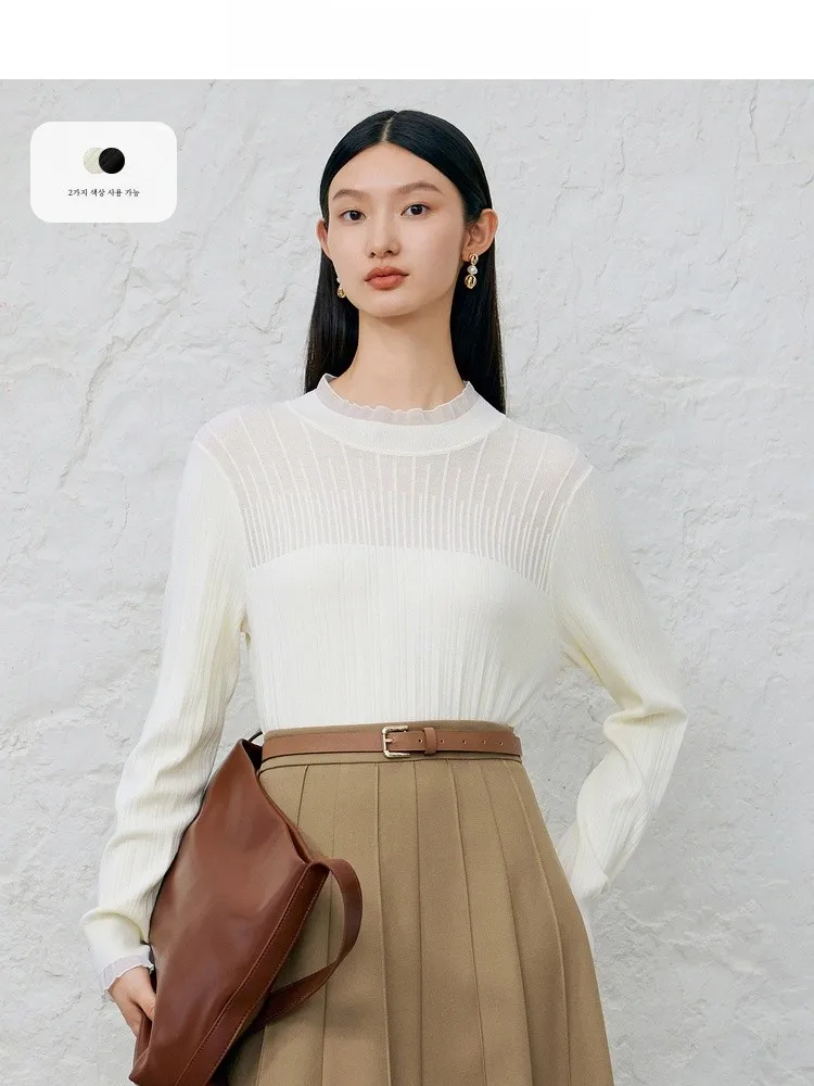 Desenis 2024 осенний пригородный рукав темпераментный облегающий топ с плечами и