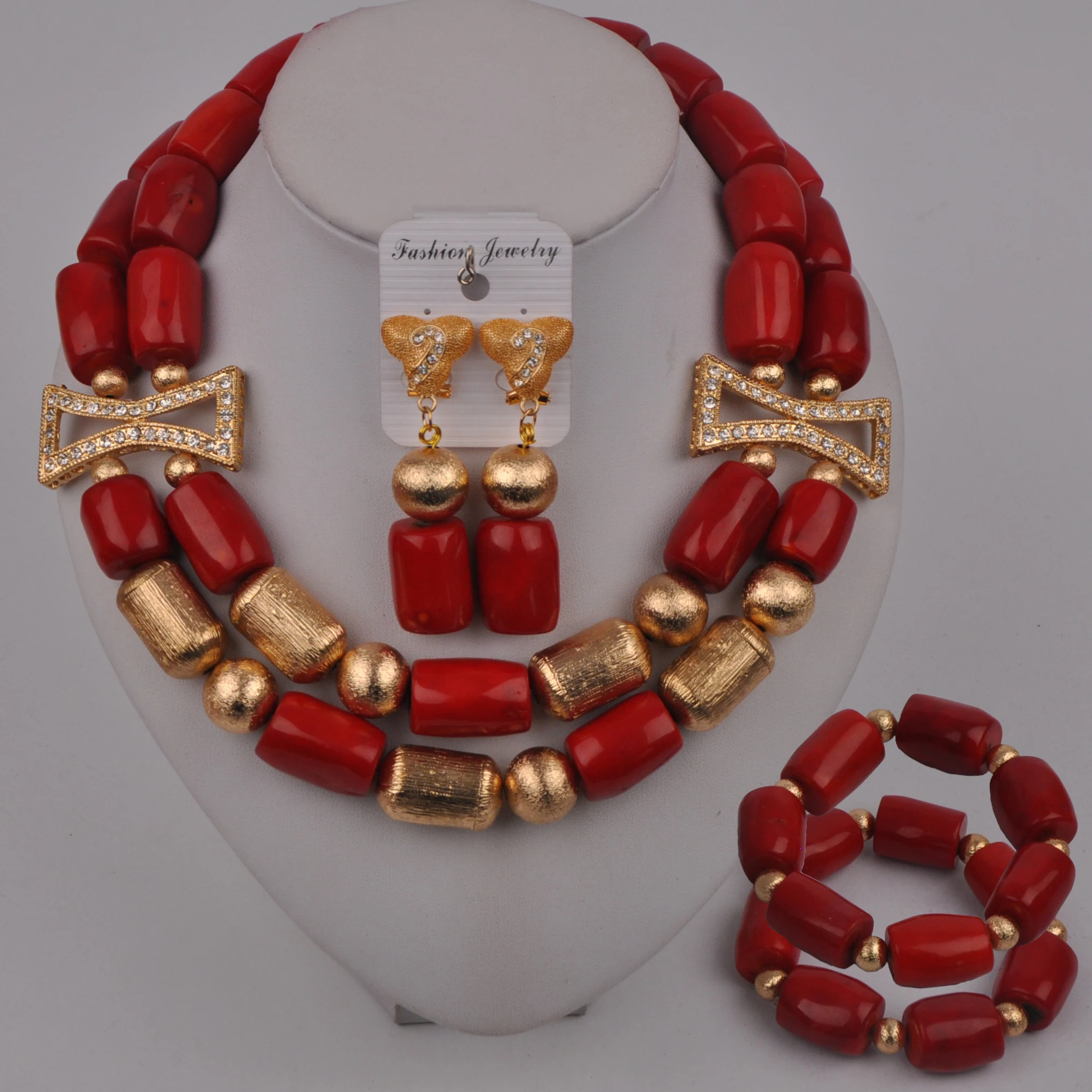 

Африканские свадебные бусы нигерийский Красный Коралловый ожерелье Свадебные Ювелирные наборы для женщин