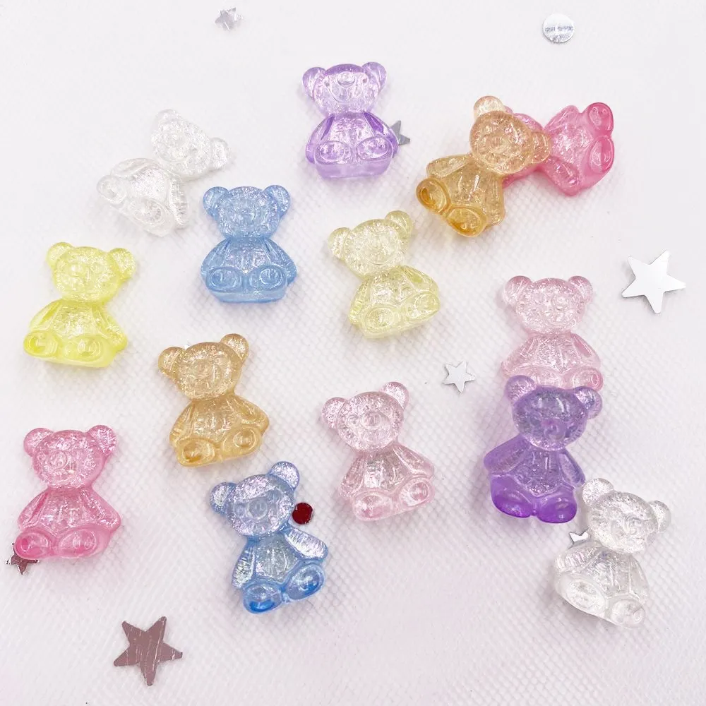 60 шт. полимерные милые блестящие Пудровые мини-кристаллы медведь плоская задняя стразы аппликации DIY Свадьба Скрапбукинг Декор крафт SF001