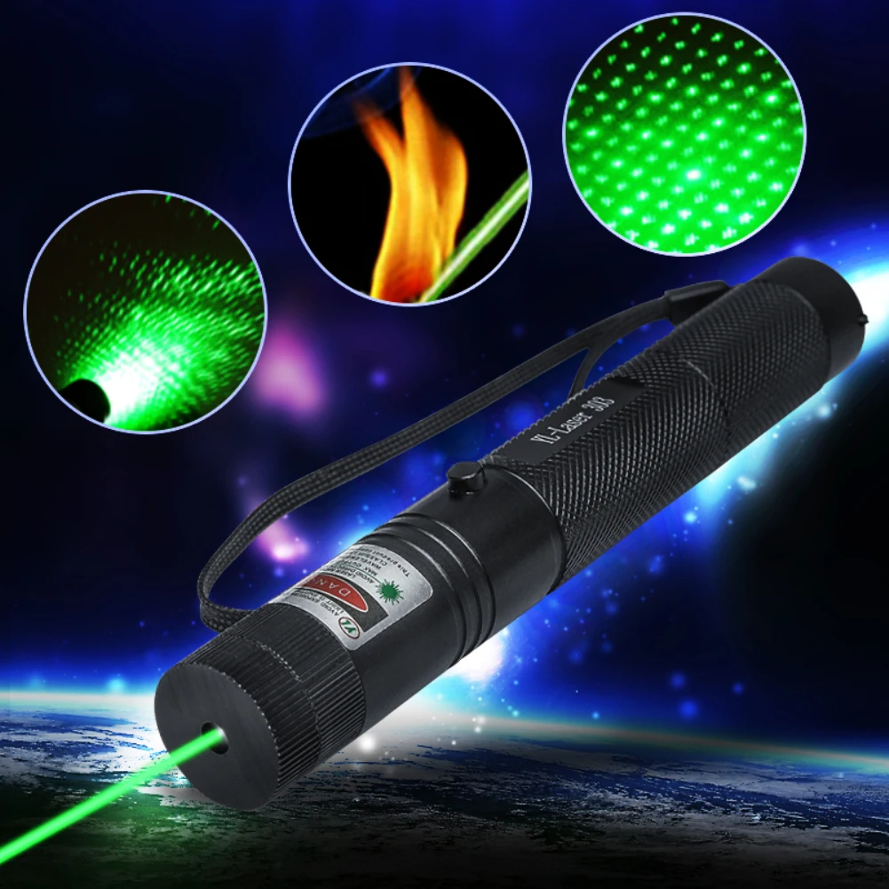 

Green Laser 10000m 532nm Sight Laser Pointer Hight Powerful Adjustable Focus Lazer With Laser 303 No Charger Battery For Hunting