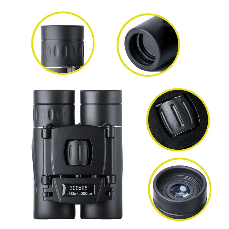 

Mini Portable Zoom HD 5000M Telescope Binoculars Powerful 300x25 Folding Long-distance Low Light Night Vision Professional