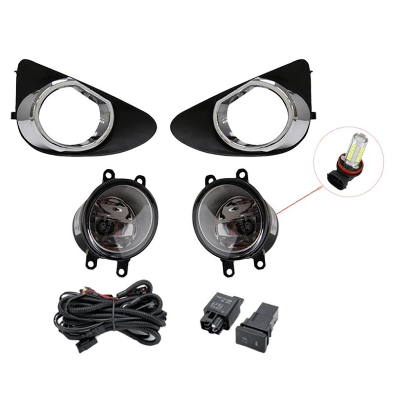 

Fog Light Chrome Fog Lamp Cover Grill Bezel Switch Foglights Assembly For Toyota Yaris Hatchback 2012-2014