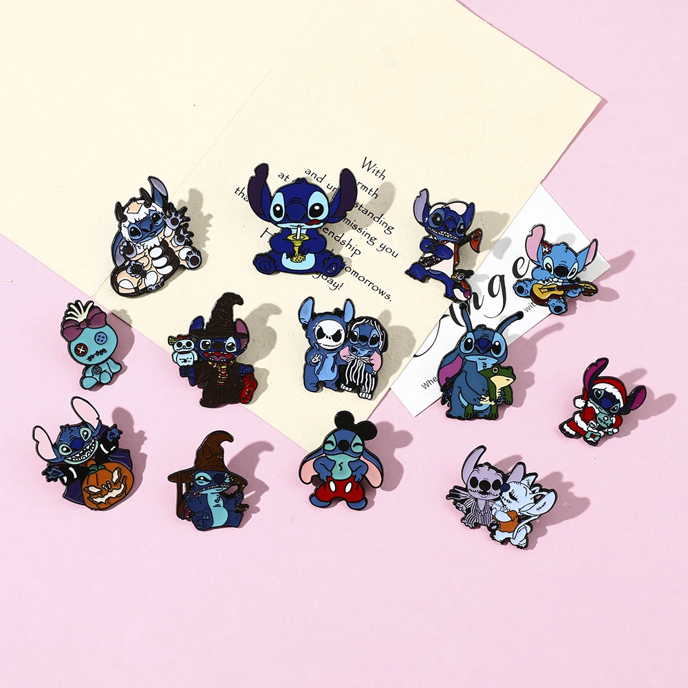 Эмалированные значки Лило и Ститч мультяшный Стич Значки для рюкзака броши Disney