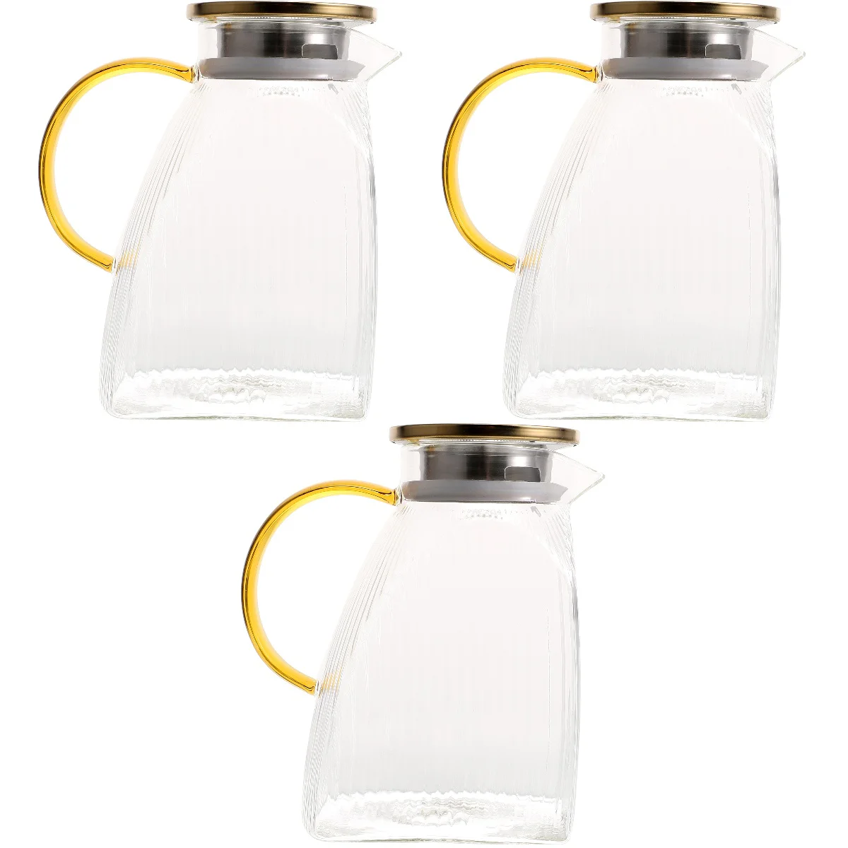 

3 Pack Glass Kettle Fridge Door Juice Pitcher Refrigerator 19.5X13X9CM Water Stainless Steel Jug