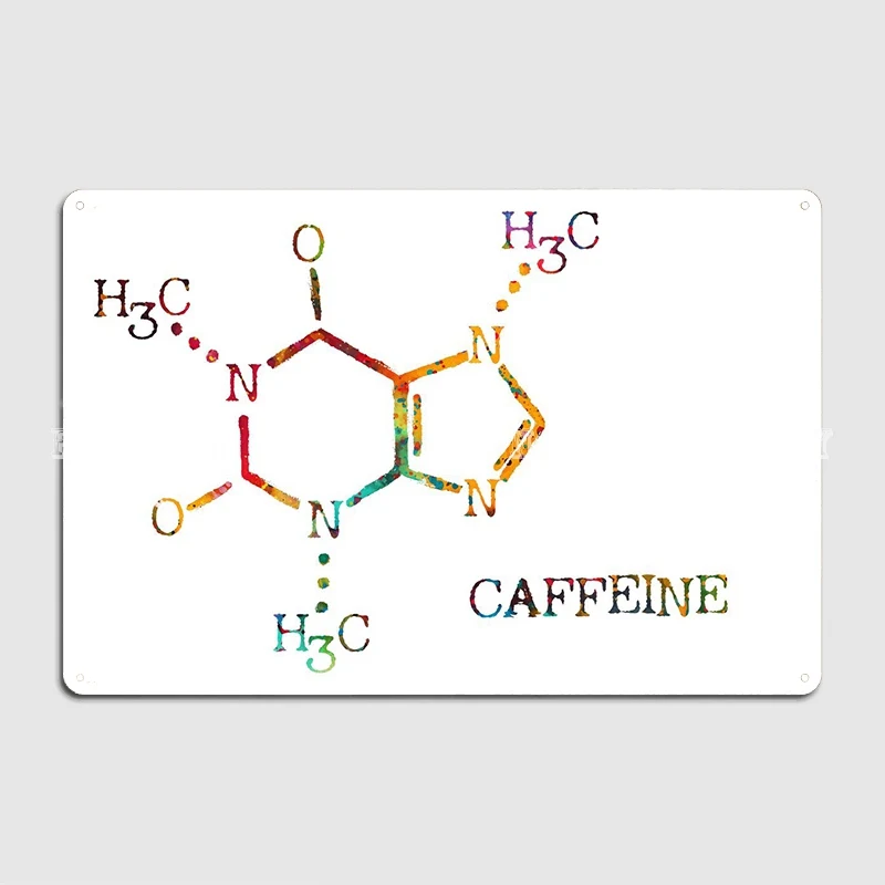 

Металлический знак в виде молекулы кофеина, кинотеатр, дизайн гаража, настенный плакат, оловянный плакат