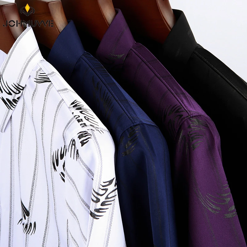 JOHMUVVE Fast Shipping New Men's Short Sleeve Striped Printed Shirt Casual Short Sleeve Top