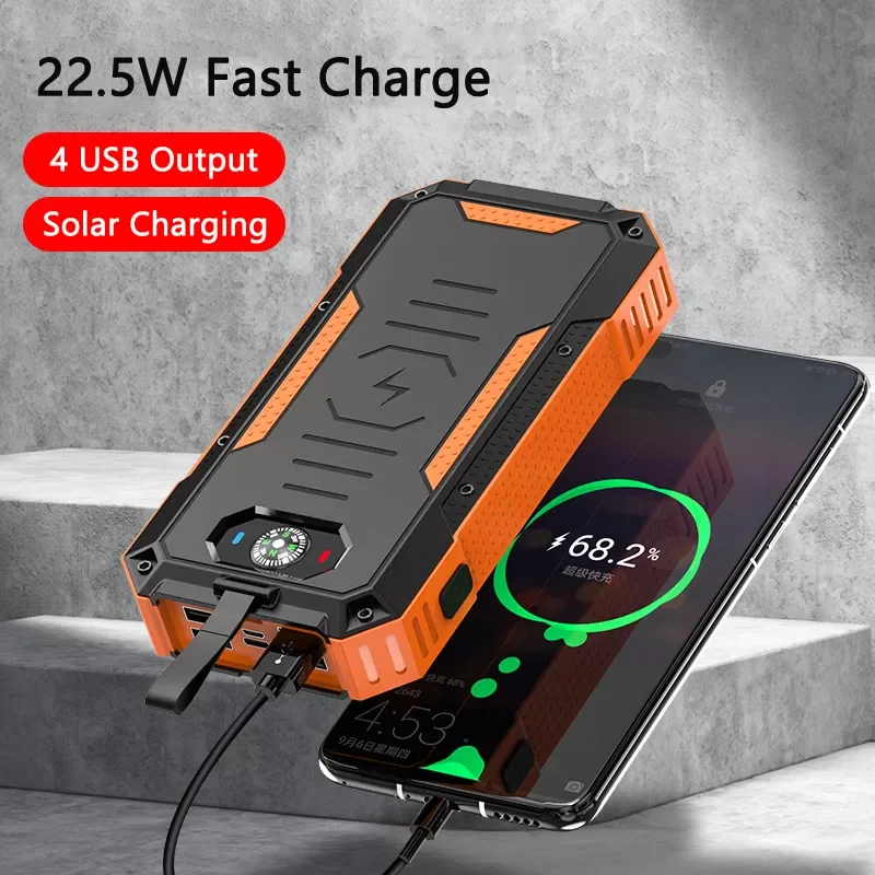 

Solar Power Bank 15W Fast Qi Wireless Charger for iPhone 12 S21 Poverbank 22.5W Fast Charging 100000mAh Powerbank