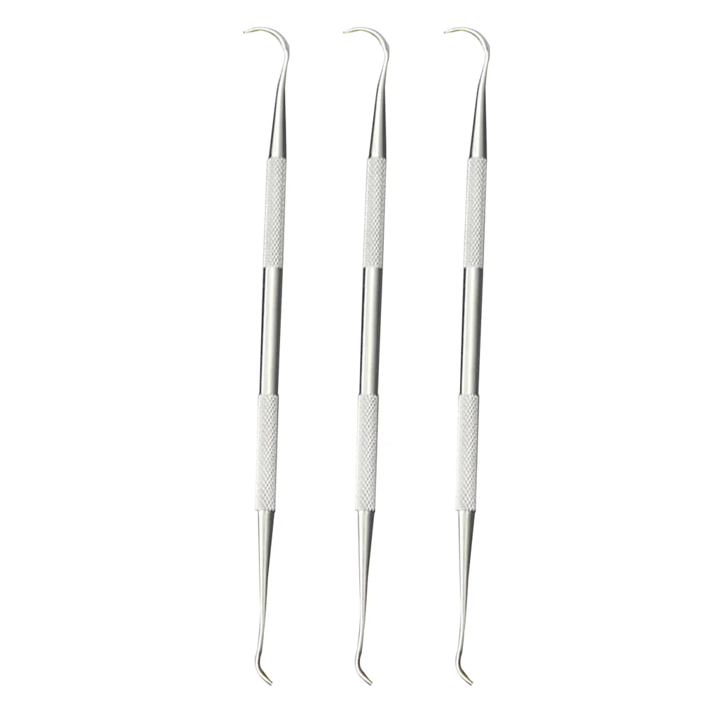 

3 PCS Stainless Steel Dual Ends Wear-resistant Sturdy Toothpicks Dentists Hygiene Kit