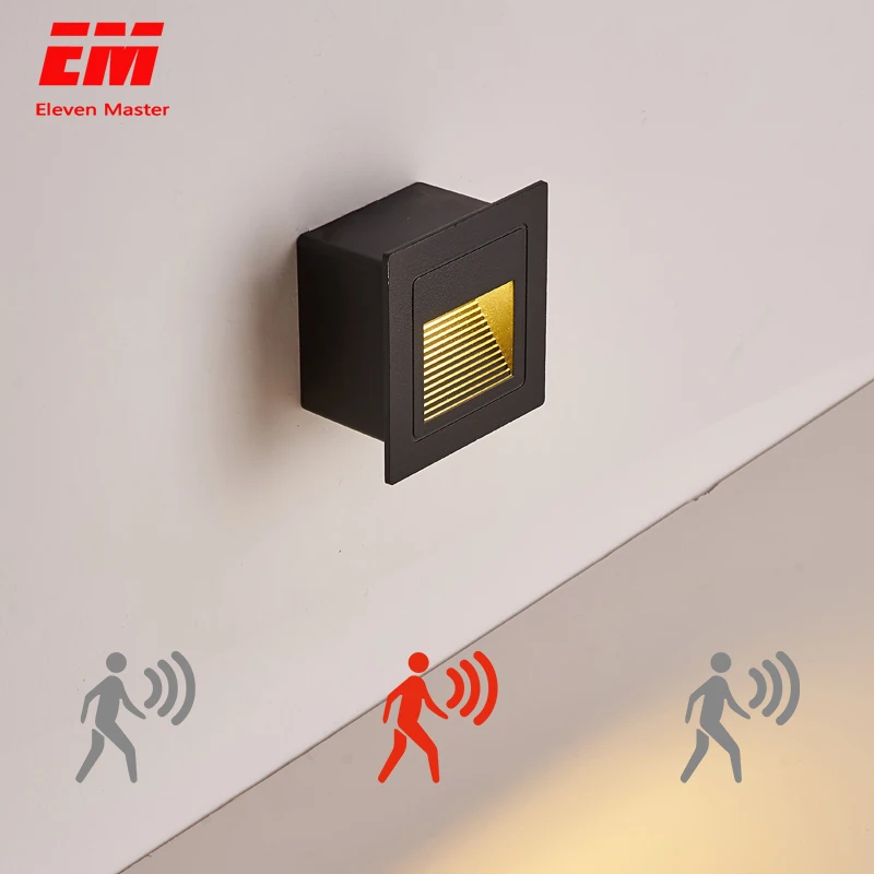 

Водонепроницаемый открытый светодиодный ступенчатый светильник 3 Вт движения PIR Сенсор встраиваемый настенный угловой светильник светоди...