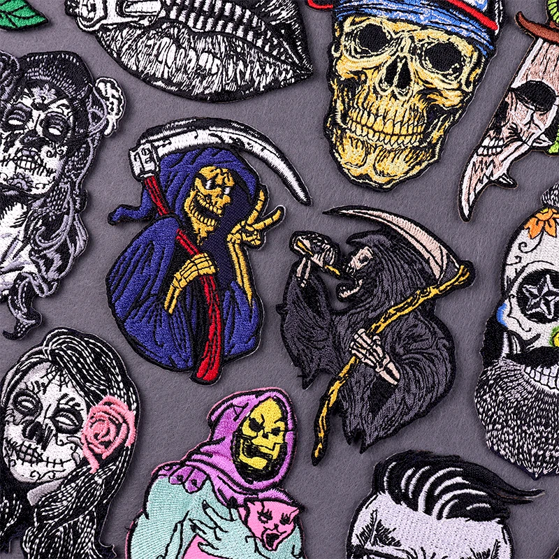 

Grim Reaper Patch Iron On Embroidered Patches For Clothing Thermoadhesive Patches On Clothes Hip Hop Punk Embroidery Patch Decor