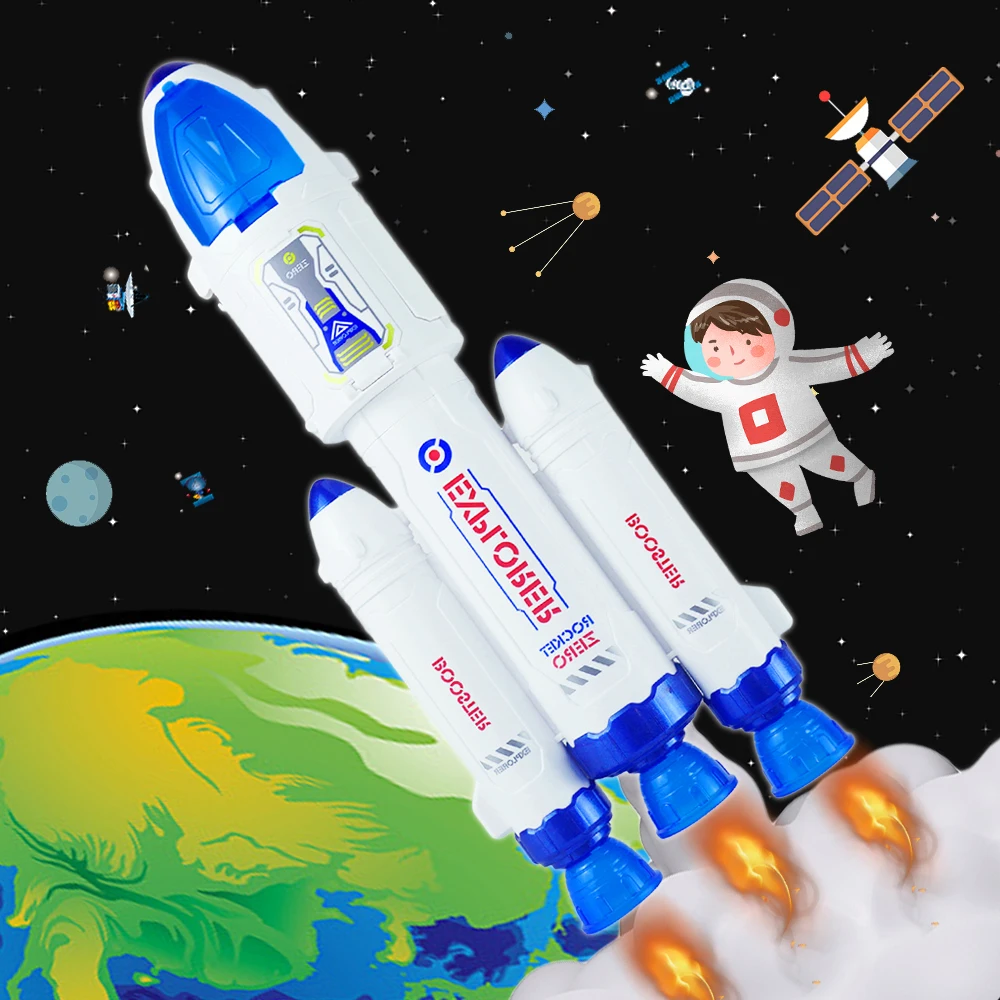 

Aerospace Family Playset Science Space Capsule Launchpad Satellite With Lights And Blast Off Sound Effects Boy Rocket Toys Gift