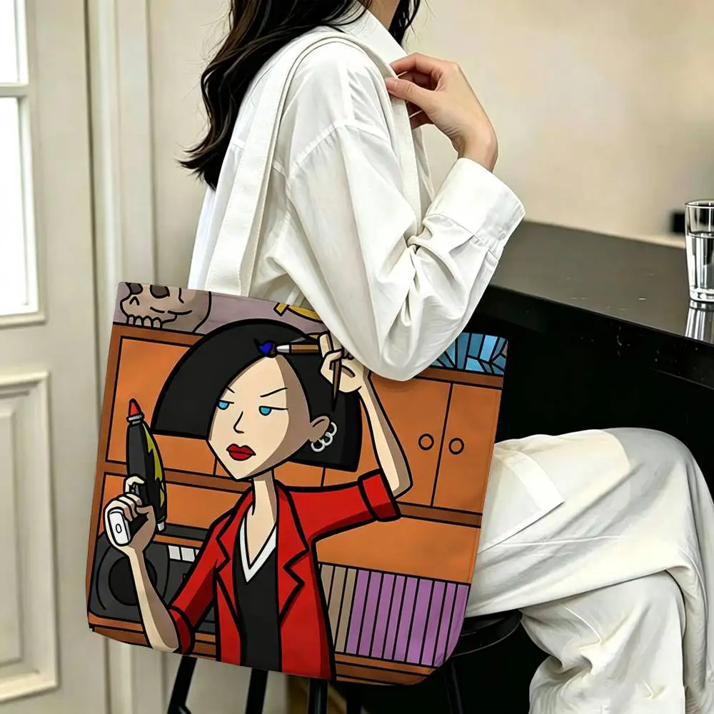 Фото Стильная сумка-шоппер Jane Lane Daria Morgendorffer с принтом, холщовая сумка через плечо, сумка для поездок на работу, сумка для мамы, сумка для покупок №5