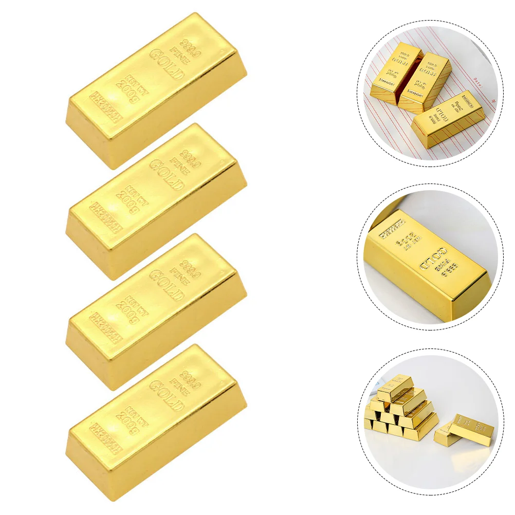 

Gold Bar Fake Bullion Prop Brick Bricks Bars Toy Golden Plasticparty Simulation Toys Playthings Movie Realistic Faux Simulated