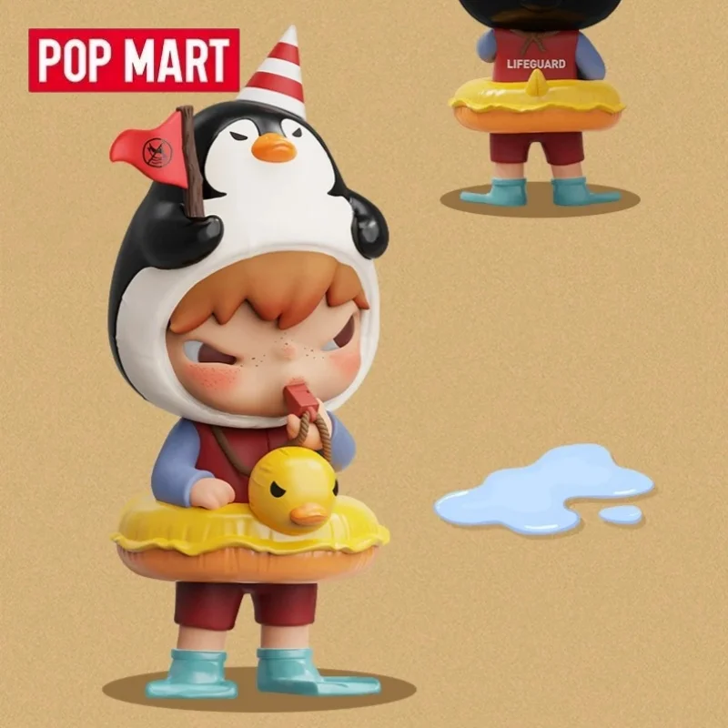 Фото POPMART Hirono Penguin Lifeguard Series Оригинальная Слепая Коробка-Сюрприз Игрушки Куклы Милые Аниме-Фигурки Для Декора Стола №1