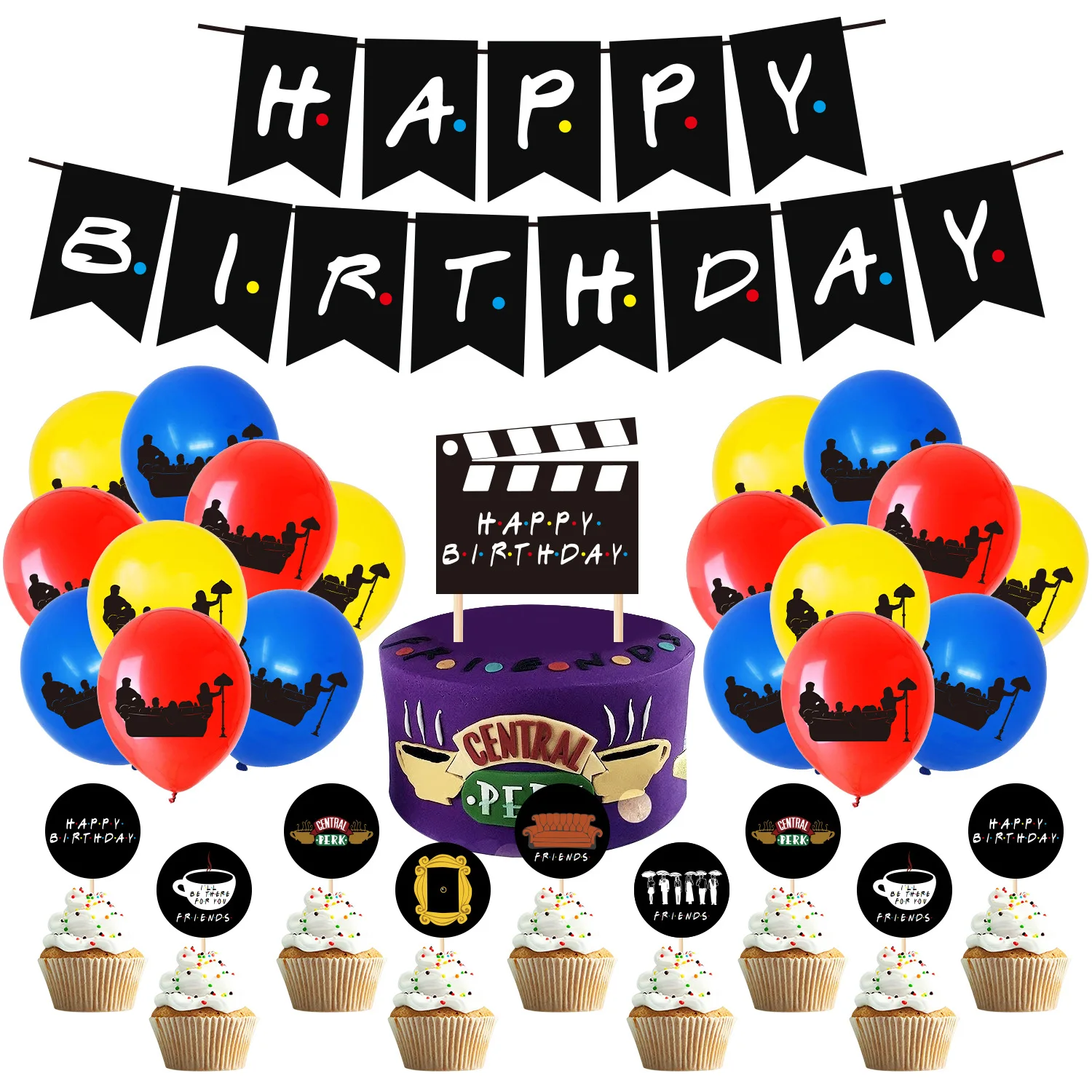 

Friends Themed Birthday Party Decorations Friends TV Show Birthday Banner Cake Toppers for Friends Fans Birthday Party Supplies