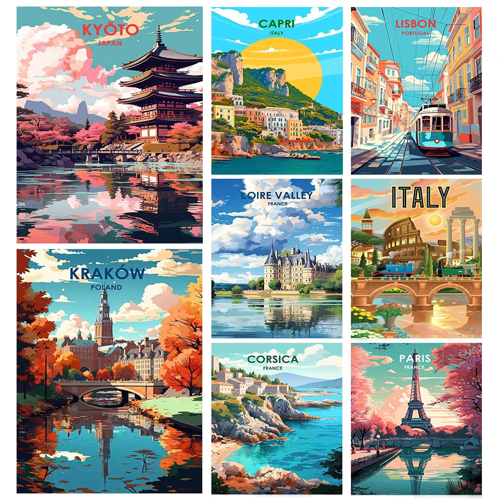 5D DIY мультфильм городской пейзаж набор алмазной живописи открытка мозаика