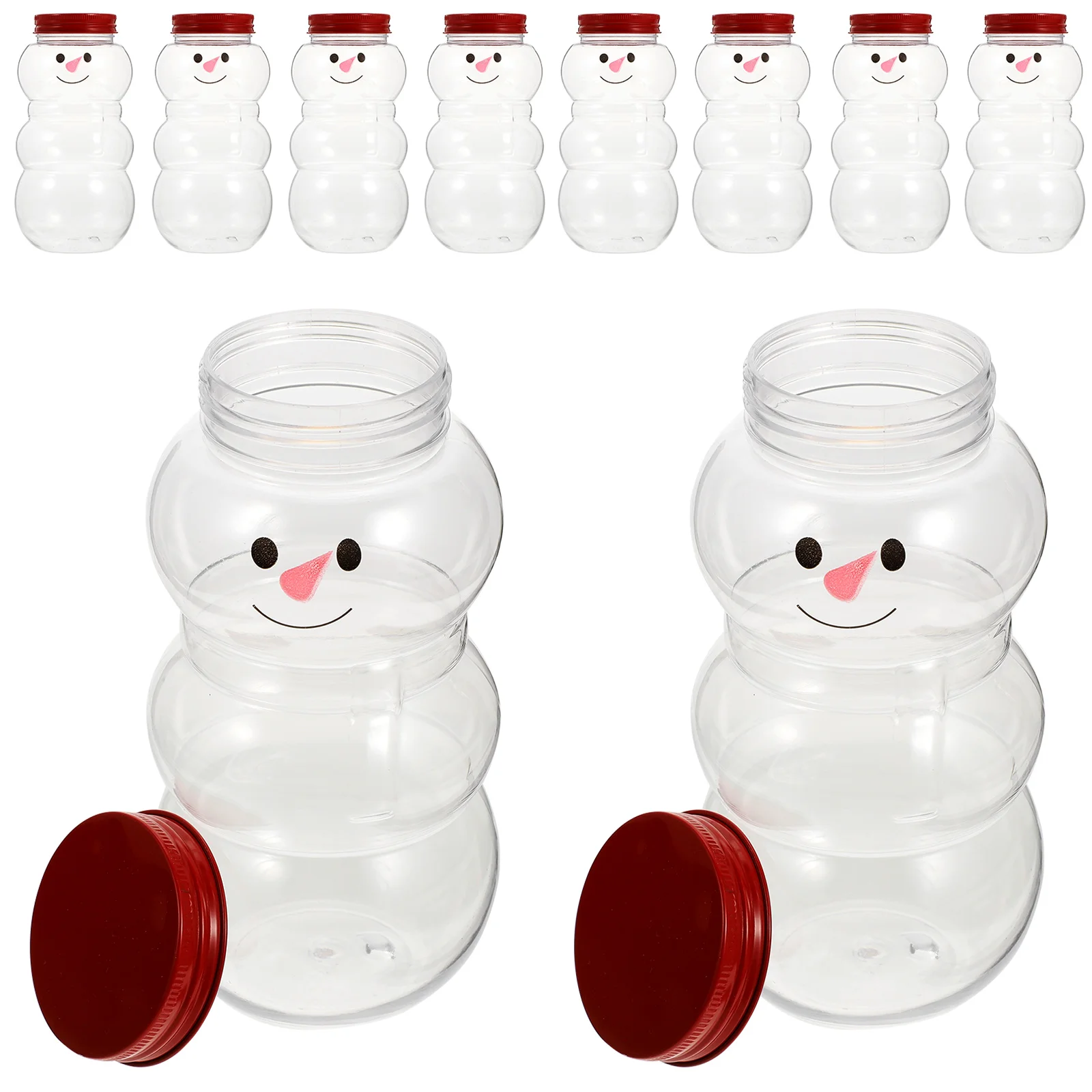 

Bottles Christmas Candy Jars Snowman Bottlebeverage Container Plasticempty Water Cookie Jar Reusabledrinking Capswrapping